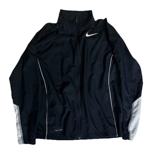 Nike Black And White Warm-up Jacket Size Medium Dri Fit - Picture 2 of 4